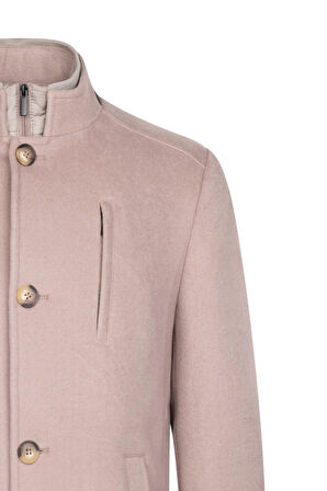 Vizon Slim Fit Hakim Yaka Yünlü Palto | XXL