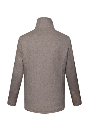 Kahverengi Slim Fit Kruvaze Yünlü Kaşe Kaban | XL