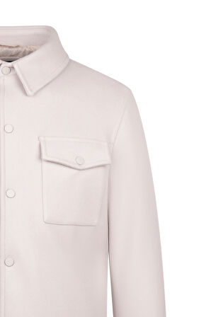 Taş Regular Fit Bebe Yaka Yünlü Kaşe Mont | XXL