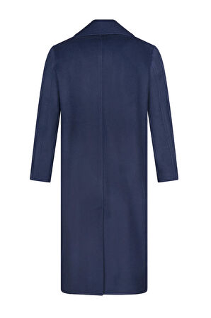 Saykı Woman Lacivert Regular Fit Mono Yaka Kaşe Manto | M
