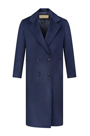 Saykı Woman Lacivert Regular Fit Mono Yaka Kaşe Manto | XS