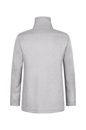 Gri Slim Fit Kruvaze Yünlü Kaşe Kaban | L