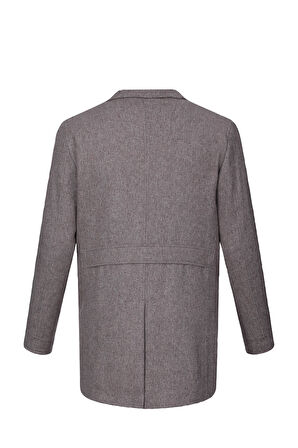 Kahverengi Slim Fit Ceket Yaka Yünlü Kaşe Palto | XXL