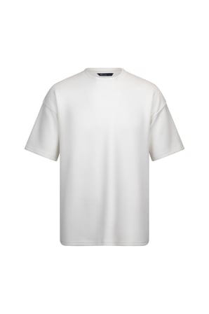 Beyaz Regular Fit Bisiklet Yaka Oversize Tişört | L