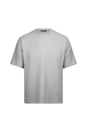 Gri Regular Fit Bisiklet Yaka Oversize Tişört | XL