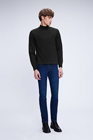 Haki Regular Fit Düz Yarım Balıkçı Yaka Yünlü Triko Kazak | XL