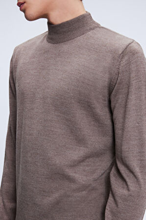 Vizon Regular Fit Düz Yarım Balıkçı Yaka Yünlü Triko Kazak | XS