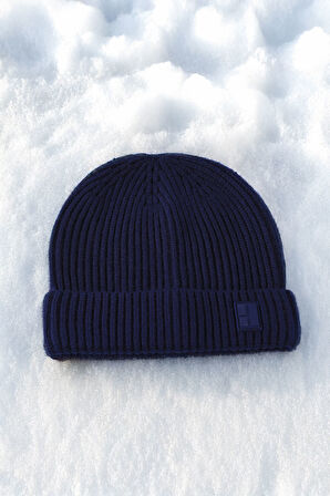 Lacivert Düz Örgü Bere | STD