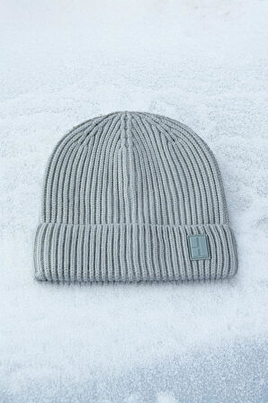 Gri Düz Örgü Bere | STD