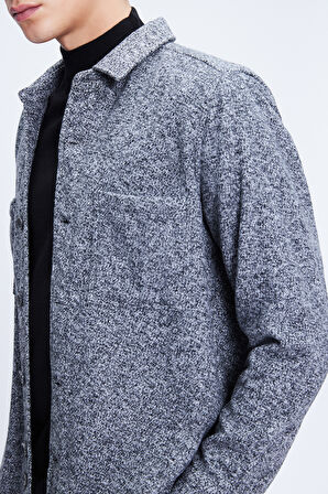 Antrasit Shacket Fit Ceket Yaka Pamuklu Gömlek | XL