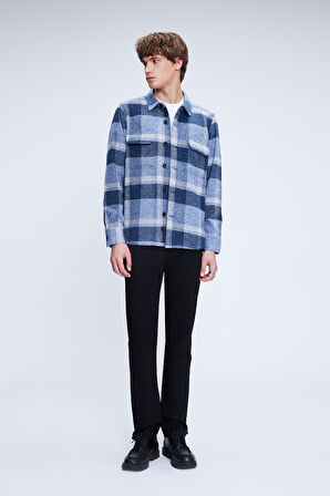 Mavi Shacket Comfort Fit Uzun Kol Pamuklu Kareli Gömlek | M