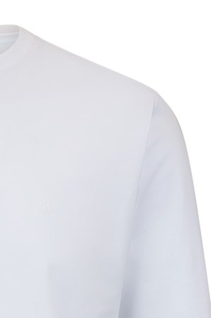 Beyaz Regular Fit Bisiklet Yaka Pamuklu Sweatshirt | XL