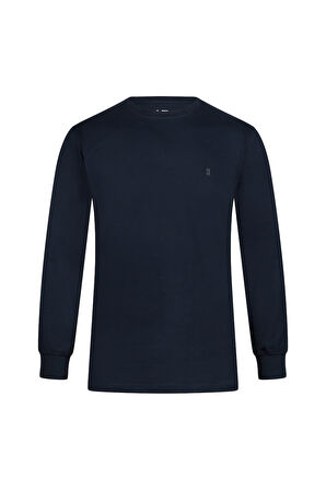 Lacivert Regular Fit Bisiklet Yaka Pamuklu Sweatshirt | XL