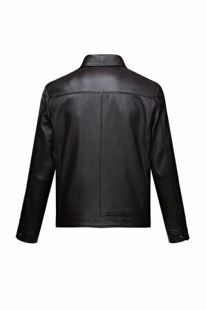 Kahverengi Slim Fit Bebe Yaka 100% Hakiki Deri Mont | XL