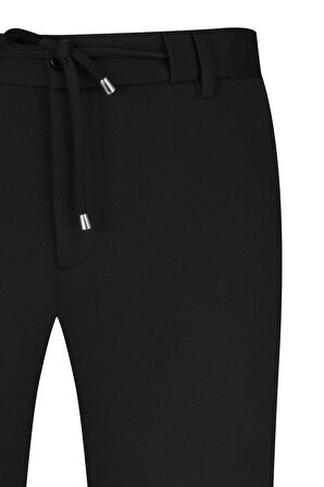 Siyah Rahat Kesim Yandan Cepli Jogger Pantolon | 46
