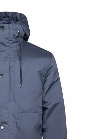 Lacivert Regular Fit Hakim Yaka Kapüşonlu Şişme Mont | XL