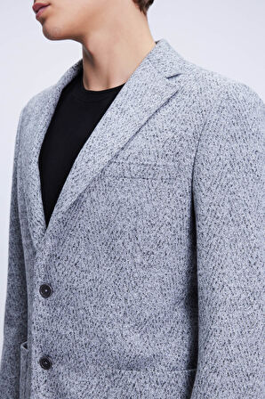 Gri Comfort Fit Mono Yaka Pamuklu Ceket | 46