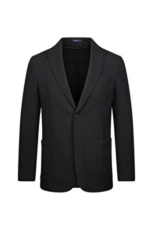 Siyah Slim Fit Mono Yaka Klasik Ceket | 56