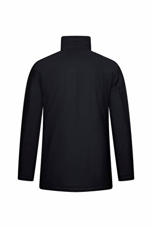 Siyah Regular Fit Hakim Yaka Kaban | XL