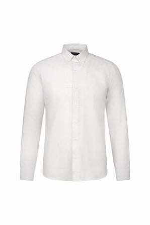 Bej Slim Fit Uzun Kol Düğmeli Yaka Pamuklu Flanel Gömlek | XXL