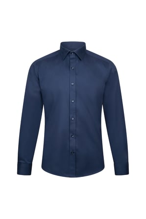Lacivert Slim Fit Slim Yaka 100% Pamuk Uzun Kollu Flanel Gömlek | M