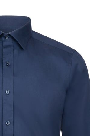 Lacivert Slim Fit Slim Yaka 100% Pamuk Uzun Kollu Flanel Gömlek | M