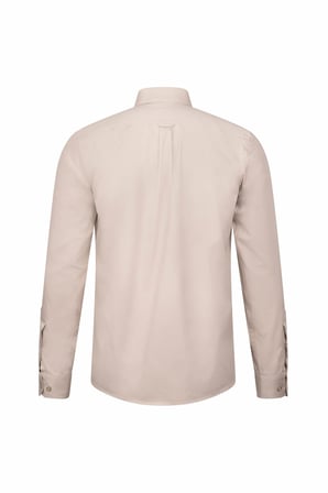 Bej Slim Fit Slim Yaka 100% Pamuk Uzun Kollu Flanel Gömlek | S