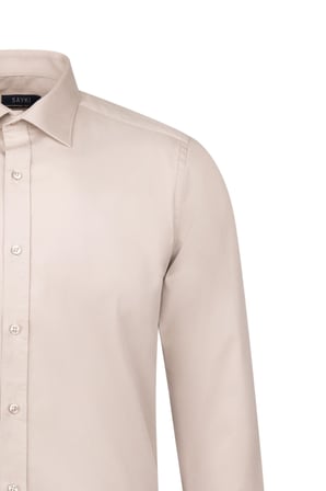 Bej Slim Fit Slim Yaka 100% Pamuk Uzun Kollu Flanel Gömlek | S
