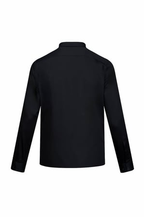 Siyah Klasik Fit  Slim Yaka 100% Pamuk Uzun Kollu Saten Gömlek | 3XL