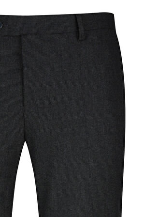 Antrasit Regular Fit Kareli Yandan Cepli Kumaş Pantolon | 46