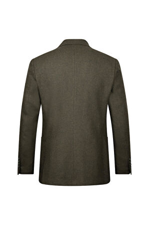Haki Comfort Fit Mono Yaka Yünlü Klasik Ceket | 50