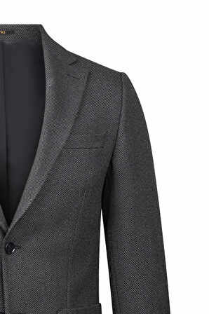 Siyah Comfort Fit Mono Yaka Klasik Ceket | 52