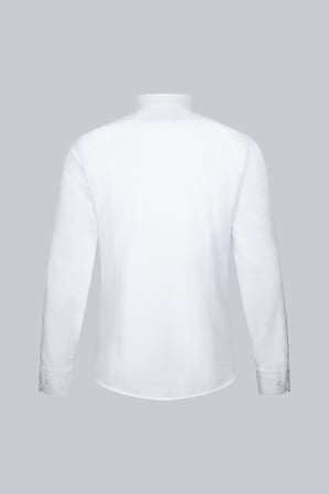 Beyaz Slim Fit Desenli Slim Yaka Pamuklu Uzun Kollu Klasik Gömlek | L