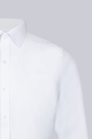 Beyaz Slim Fit Desenli Slim Yaka Pamuklu Uzun Kollu Klasik Gömlek | L