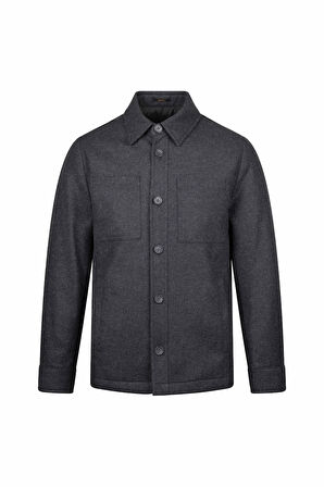 Siyah Regular Fit Bebe Yaka Yünlü Mont | L