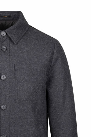 Siyah Regular Fit Bebe Yaka Yünlü Mont | L