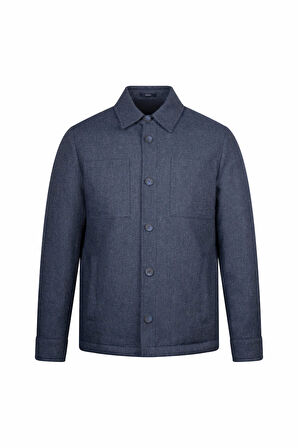 Lacivert Regular Fit Bebe Yaka Yünlü Mont | M