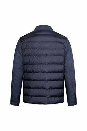 Lacivert Regular Fit Bebe Yaka Yünlü Mont | M