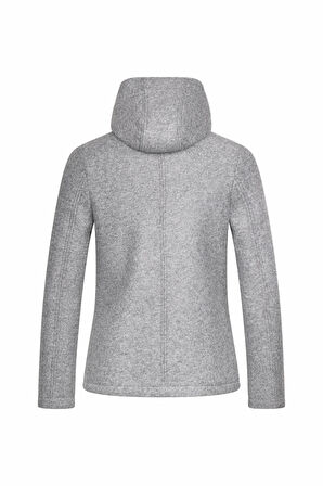 Gri Regular Fit Hakim Yaka Kapüşonlu Yünlü Kaşe Mont | XL
