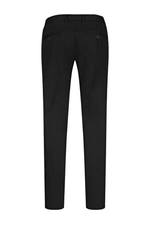 Siyah Regular Fit Yandan Cepli Kanvas Pantolon | 48