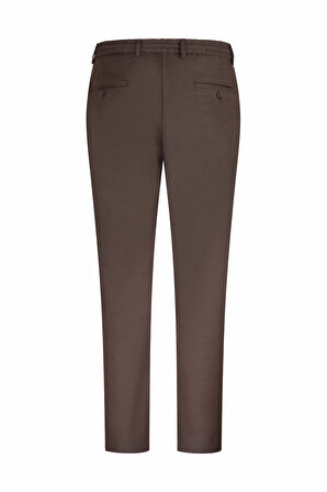 Kahverengi Regular Fit Yandan Cep Kumaş Pantolon | 48