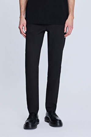 Siyah Dinamik Fit Desenli Yandan Cepli Casual Jogger Pantolon | 32