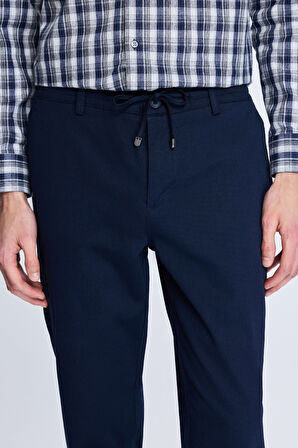 Lacivert Dinamik Fit Desenli Yandan Cepli Casual Jogger Pantolon | 32