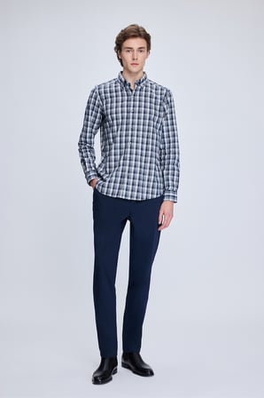 Lacivert Dinamik Fit Desenli Yandan Cepli Casual Jogger Pantolon | 36