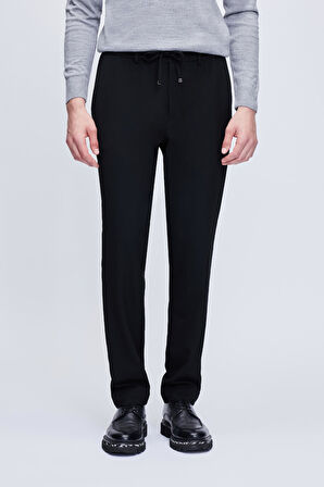 Siyah Rahat Kesim Yandan Cepli Jogger Pantolon | 32