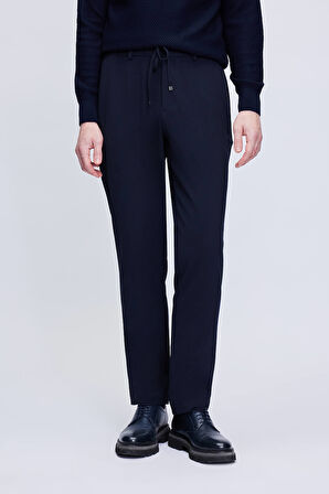 Lacivert Rahat Kesim Yandan Cepli Jogger Pantolon | 36