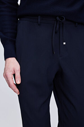 Lacivert Rahat Kesim Yandan Cepli Jogger Pantolon | 36