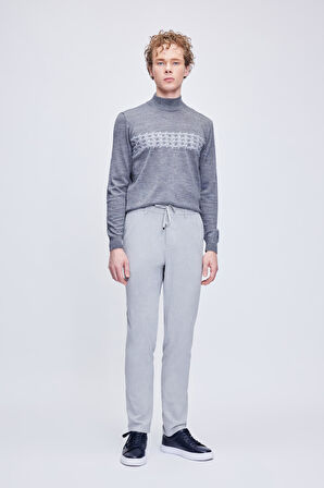 Gri Rahat Kesim Yandan Cepli Jogger Pantolon | 30