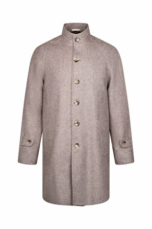 Kahverengi Regular Fit Hakim Yaka Yünlü Kaşe Palto | XXL