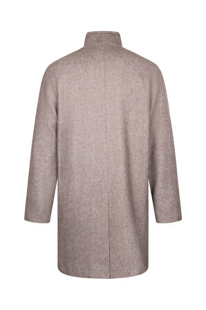 Kahverengi Regular Fit Hakim Yaka Yünlü Kaşe Palto | XXL